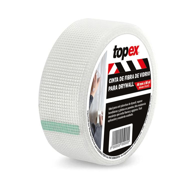 Cinta para Drywall Fibra de Vidrio Drywall Topex 2 X 73m