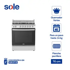 SOLE - Cocina De Pie A Gas 5 Hornillas Niza COSOL036 Silver