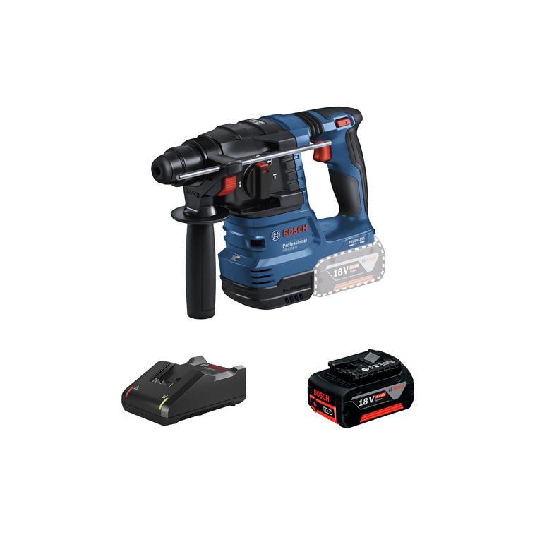 Rotomartillo Bosch GBH 185-LI + Batería de Iones de Litio Bosch 18V GBA 18V 4.0Ah + Cargador GAL 18V-40 de Bosch 18V