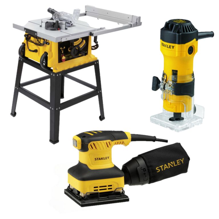 Kit sierra de Banco 10” SST1801 + Ruteadora ST55 + Lijadora 