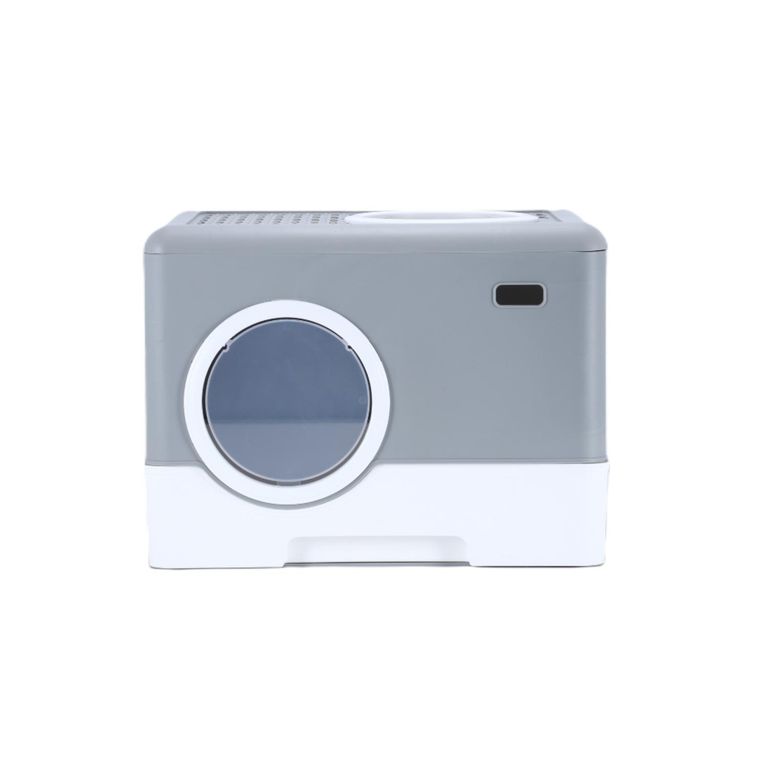 Arenero Gris con Puerta para Gatos
