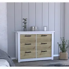 TUHOME - Cómoda 6 Cajones Blanco/Duna