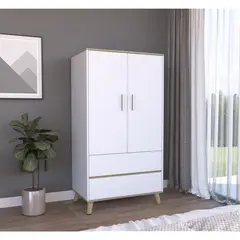 TUHOME - Ropero 2 Puertas 2 Cajones Blanco/Duna