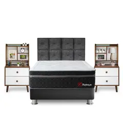 FORLI - Dormitorio Platinum 2 Plazas + Velador Con Repisa Fashion