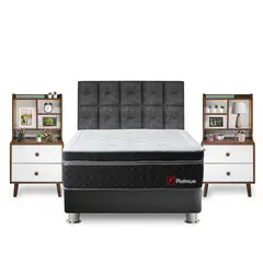 FORLI - Dormitorio Platinum Queen + Velador Con Repisa Fashion