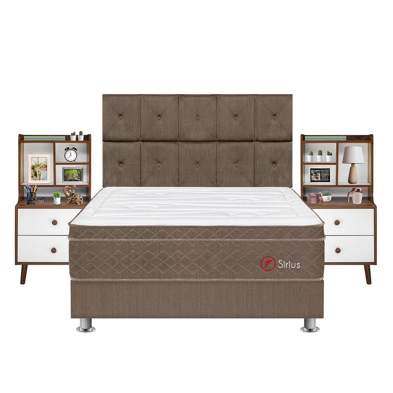 Dormitorio Sirius Queen + Velador con Repisa Fashion