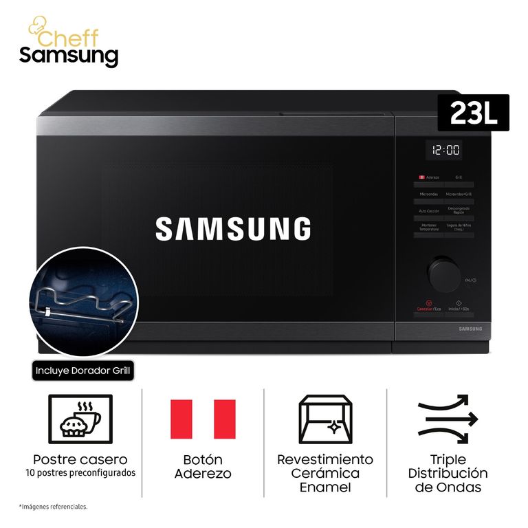 Horno Microondas Cheff Samsung 23L MG23DG4524AGPE con Dorador