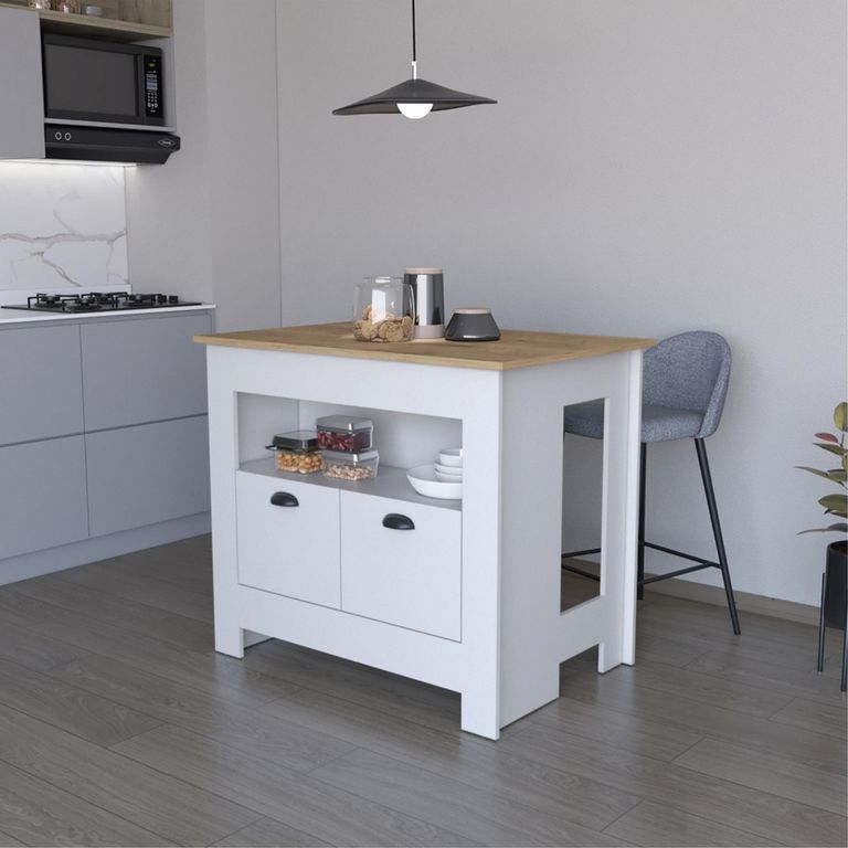 Mueble de Cocina Isla Arlet Blanco/Macadamia