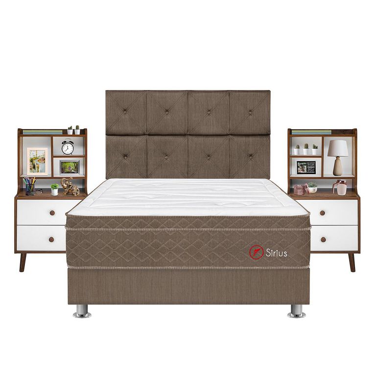 Dormitorio Sirius 2 Plazas + Velador Repisa Fashion
