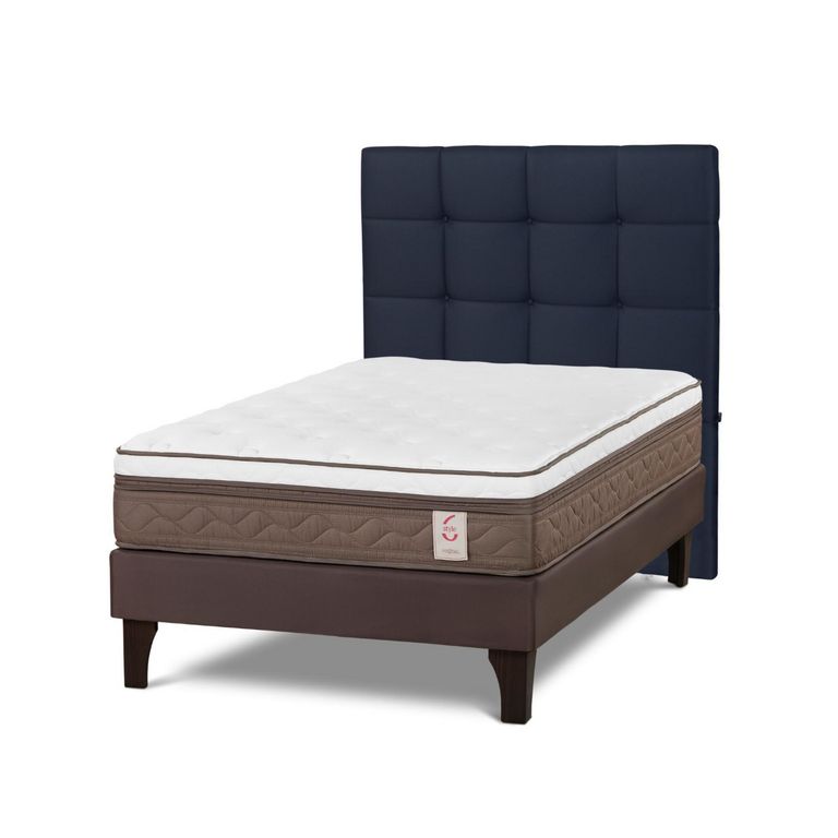 Cama Europea New Style 6 1.5 Plazas Issey Azul
