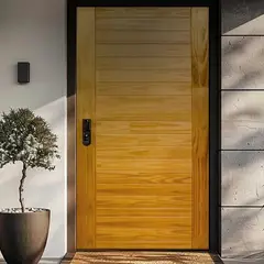 PAMA - Puerta de Madera Principal Pino Semisolida Mach Nat Bisel Imperial 20 Paneles