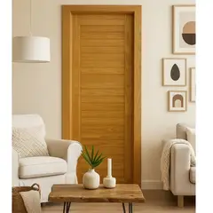 PAMA - Puerta de Madera Principal Pino Semisolida Mach Nat Bisel Imperial 25 Paneles