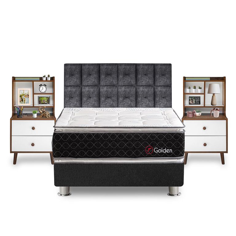 Dormitorio Golden King + Velador Repisa Fashion