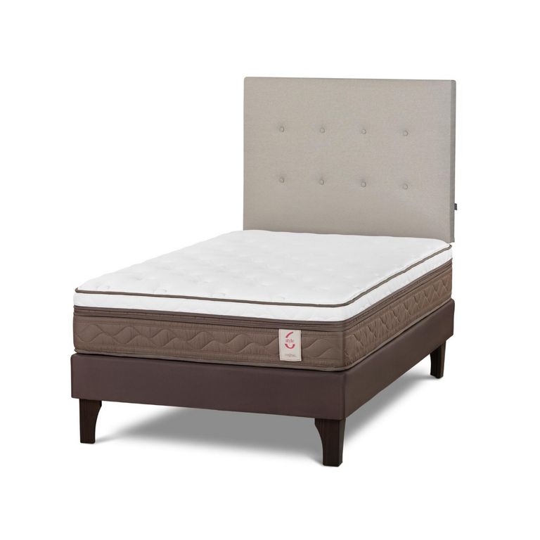 Cama Europea New Style 6 1.5 Plazas West Niebla