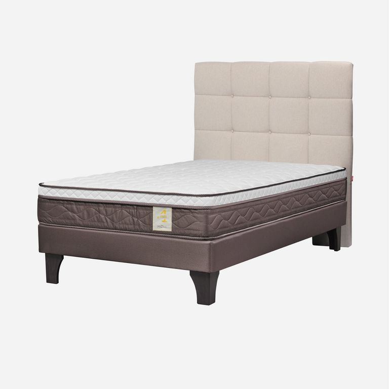 Cama Europea New Style 4 Plus 2 Plazas Issey Niebla
