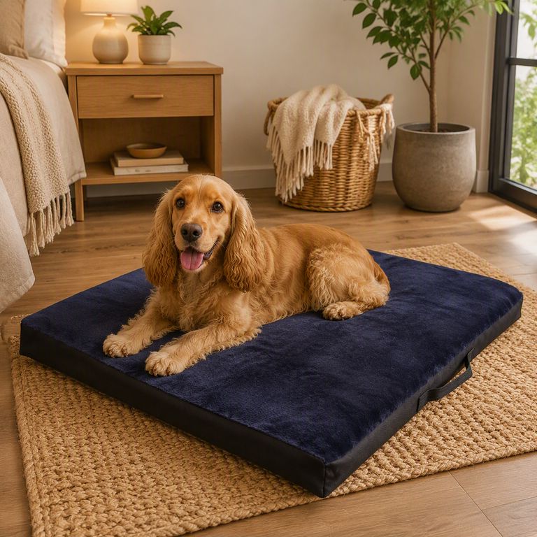 Cama Colchoneta con Asa para Perros raza mediana 80 x 53 x 8 cm color Azul