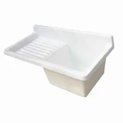 SENSI DACQUA - Lavadero de Ropa Multiuso de Fibra de Vidrio Una Poza 80x40x34cm