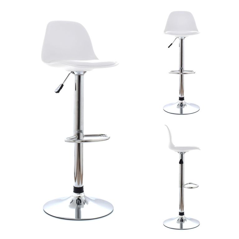 Set 3 Bancos de Bar Giratorio Boat Blanco