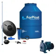 undefined - Combo Tanque de Agua Azul Farplast 1100L + Accesorios + Bomba Centrífuga de Agua 1.0 HP 105L/min