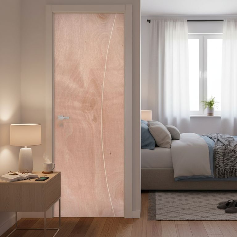 Puerta Interior HDF Triplay Vanela Ruteada Marrón Oscuro