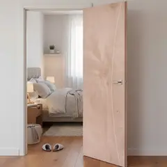 ARES - Puerta Interior HDF Triplay Vanela Ruteada Marrón Oscuro
