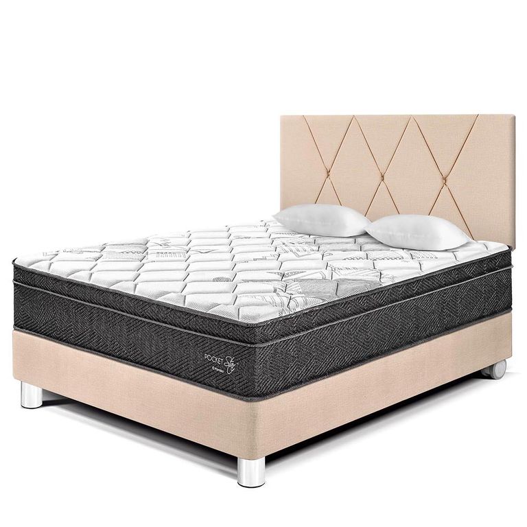 Dormitorio Paraíso Pocket Star 2 Plazas + 2 Almohadas + Protector