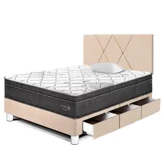 PARAISO - Dormitorio con Cajones Paraíso Pocket Star 1.5 Plazas + Almohada + Protector