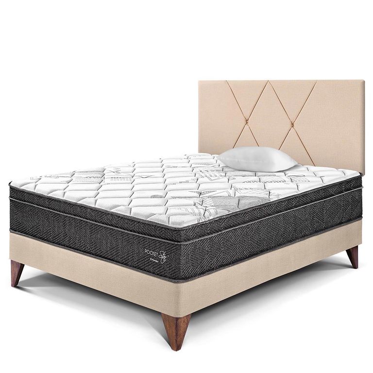 Dormitorio Europeo Paraíso Pocket Star 1.5 Plazas + Almohada + Protector