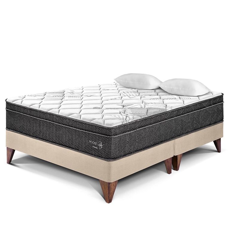 Cama Europea Pocket Star Queen + 2 Almohadas + Protector