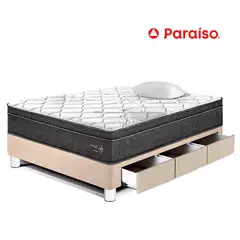 PARAISO - Cama con Cajones Pocket Star 1.5 Plazas + Almohada + Protector