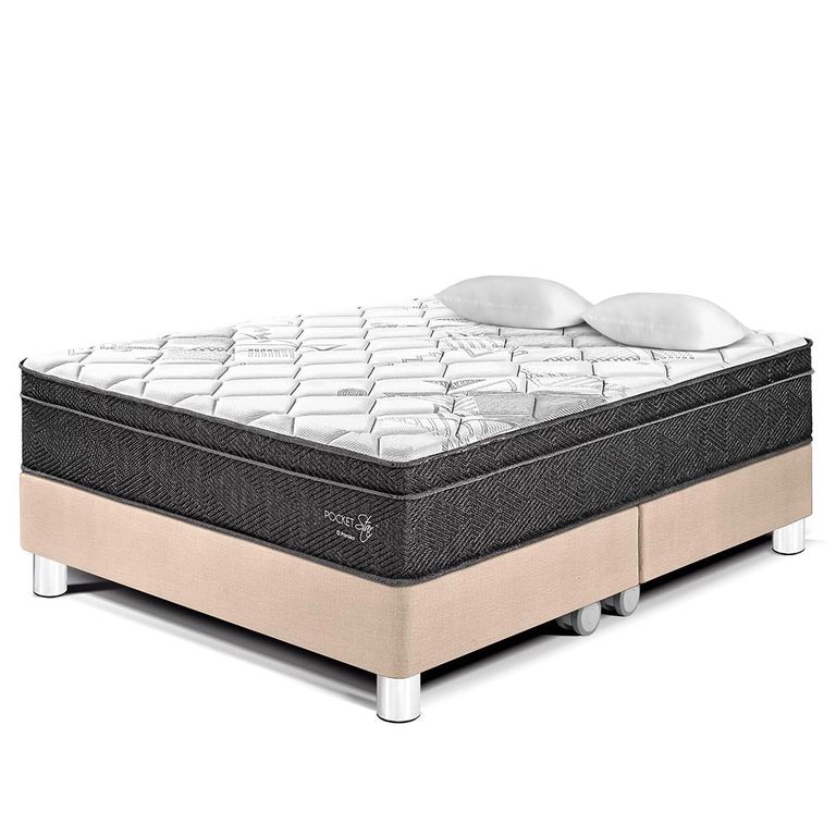 Cama Pocket Star Queen + 2 Almohadas + Protector