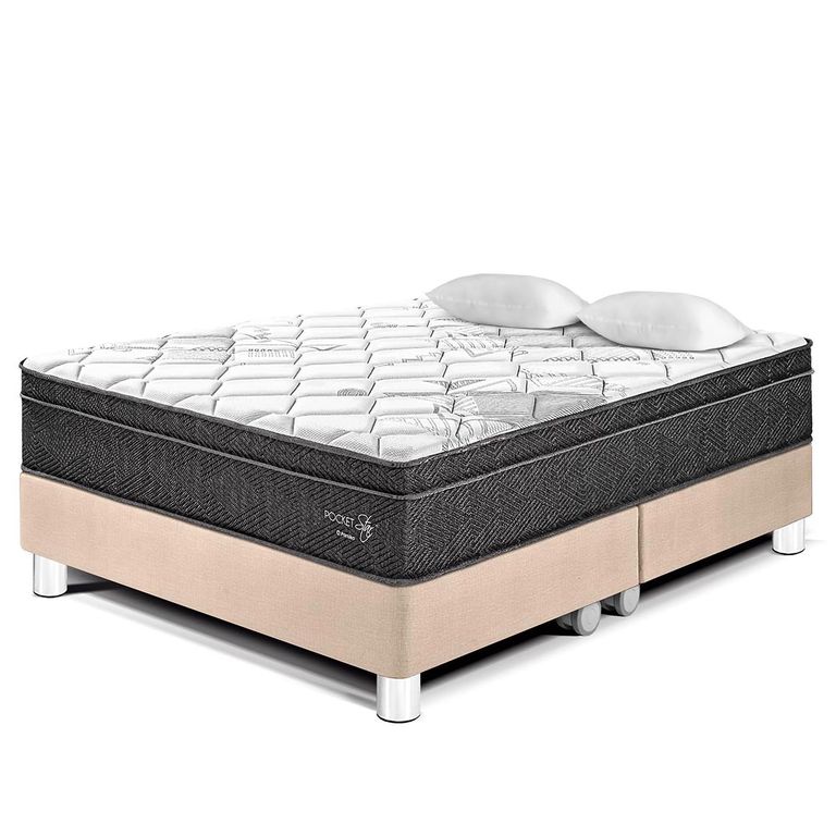 Cama Pocket Star King + 2 Almohadas + Protector
