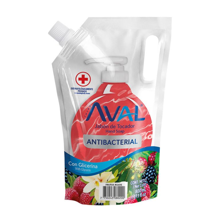 Jabón Líquido Antibacterial Frutado Aval 800Ml