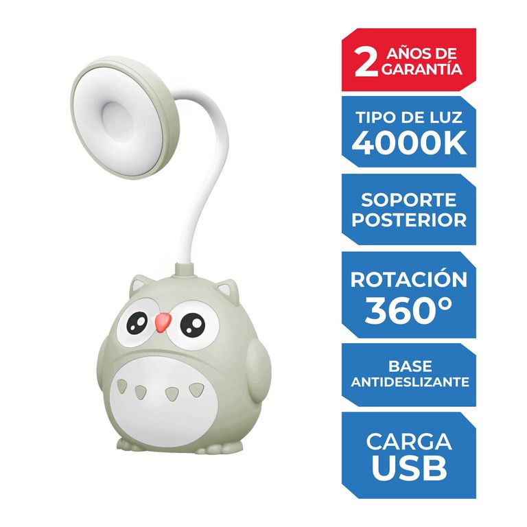 Lámpara de Escritorio Búho Gris