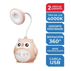 undefined - Lámpara de Escritorio Búho Rosa