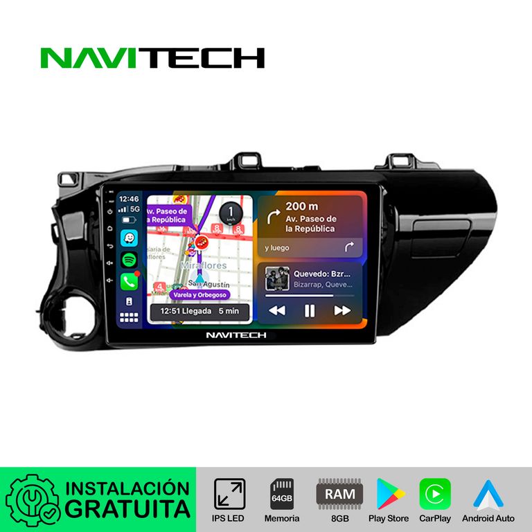 Autoradio Navitech CarPlay & Android Auto Toyota Hilux Revo 2016 – 2023