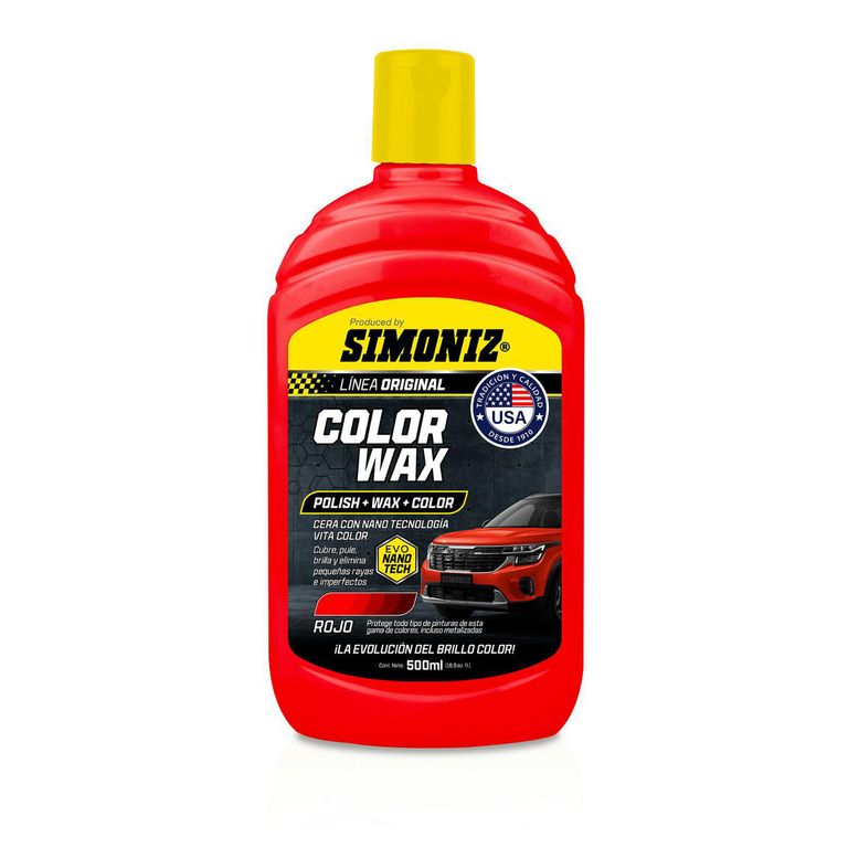 Cera Color Wax Simoniz con Nano Tecnología Rojo 500ML