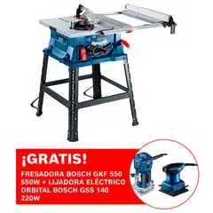 BOSCH - Sierra de Banco GTS 254 1800W ¡REGALO! Fresadora GKF 550 550W + Lijadora Eléctrico Orbital GSS 140 220W