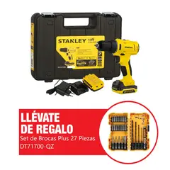 STANLEY - Taladro Atornillador Inalámbrico  3/8" 12V SCD12S2K + Regalo: Set Acc 27pz Dewalt