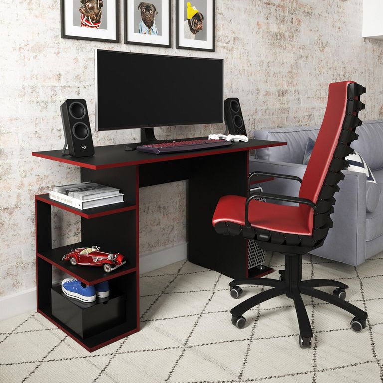 Escritorio Gamer Osaka Negro/Rojo