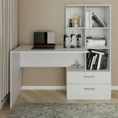 undefined - Escritorio con Estante Poli Blanco