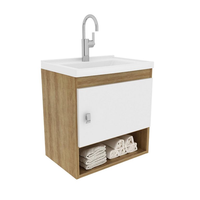 Mueble de Baño con Lavamanos Linz Almendra/Blanco