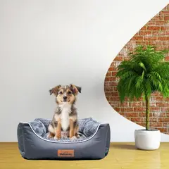 PETIZOOS - Cama Cuadrada Gris T-M Premium