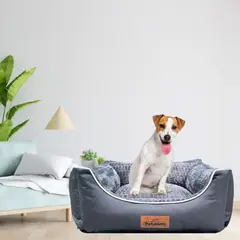 PETIZOOS - Cama Cuadrada Gris T-L Premium