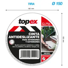 TOPEX - Cinta Antideslizante Negro 2x18m