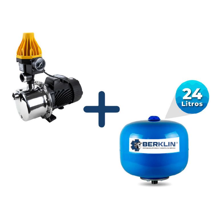 Presurizador Lineal Acero Inoxidable 1Hp con Tanque Esférico 24L Berklin