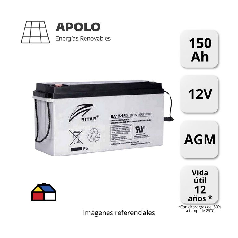 Batería Ritar 12V 150Ah Apolo