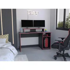 TUHOME - Escritorio Gamer H Wengue/Rojo