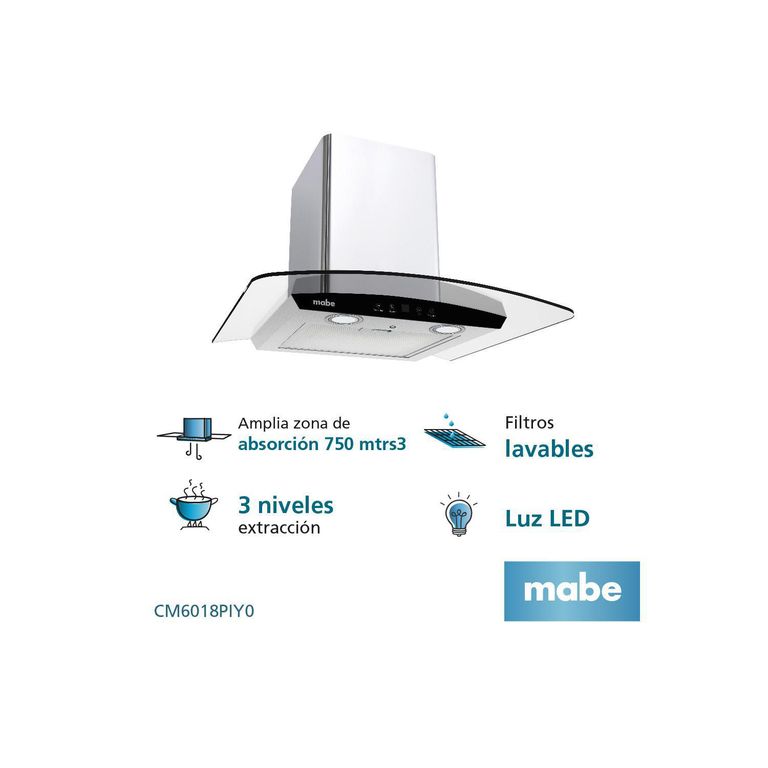 Campana Decorativa 60cm Mabe CM6018PIYO Inox