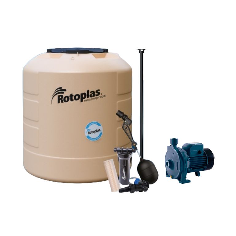 Combo Tanque Plus 1100L Arena Rotoplas + Accesorios + Bomba Centrífuga de Agua 1.0 HP 105L/min